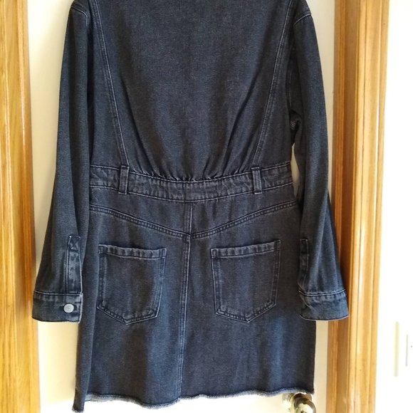 Zara denim full zip long sleeve mini dress NWOT - Picture 2 of 9